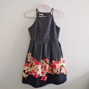 Zara Floral Check Skater Dress